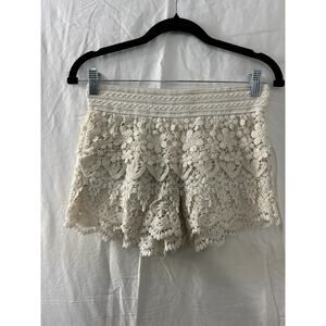 VTG Crochet Ruffled Booty Shorts Y2K Black Label‎ Sz M Coquette Boho Coachella